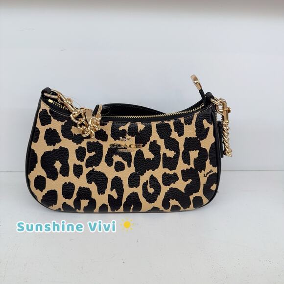 NWT COACH Teri Shoulder Bag Leopard Print CBH61 Leopard Multi 2way Crossbody - Picture 1 of 11